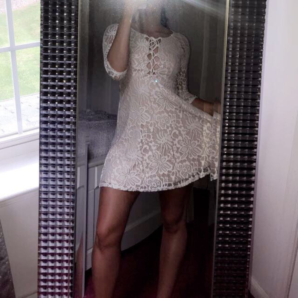 white crochet dress